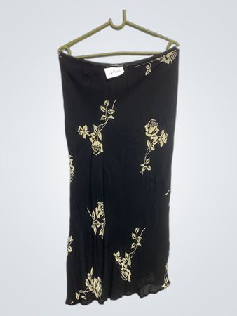 REFLEX WOMEN Schwarzer Blumenmuster Midi-Rock