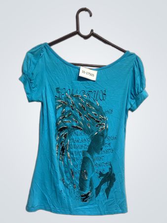 Blaues T-Shirt mit Grafikdruck