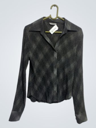 Marks & Spencer Damen Schwarz-weiße gemusterte Bluse