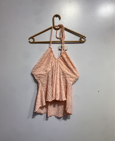 Pfirsich Crinkle Halter Top