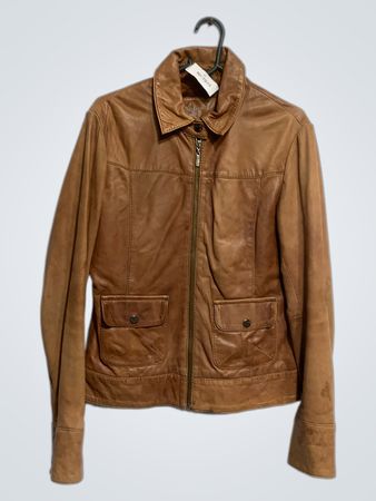 Active Wear Braune Lederjacke