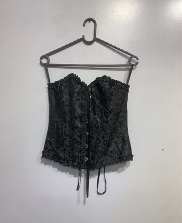 Schwarzes Brokat-Corsett mit Schnürung hinten