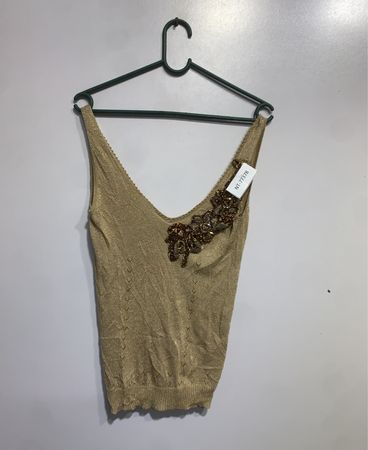 „Gold glitzerndes Tanktop mit Verzierungen“