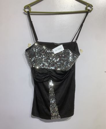 ANGEL Schwarzes gerafftes Paillettencami