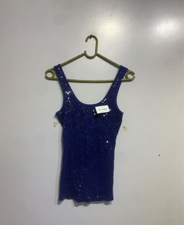Blaues Pailletten-Top