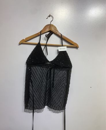 Black sequined halter top