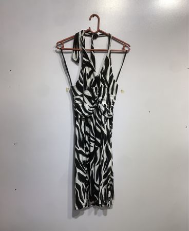Yessica Zebra Print Halter Kleid