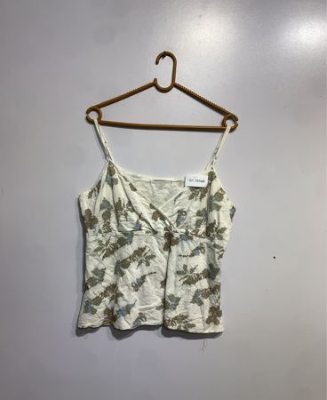 Weiße Spaghetti-Top mit Blumenmuster