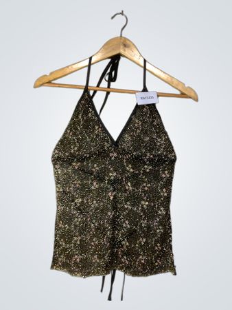 Halter Top with Beaded Floral Pattern