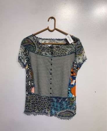Patchwork-Print Kurzarmtop
