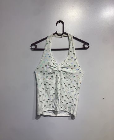 Weißes Trägershirt mit ganzflächigem Grafikdruck
