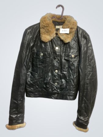 Via Condotti Leather Jacket with Fur Collar