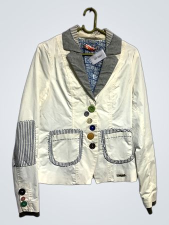 Desigual Weißer Bestickter Blazer