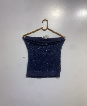 Motivi Blue Sequin Tube Top
