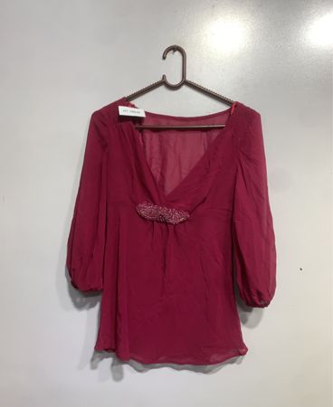 Damen Pink V-Ausschnitt Bluse