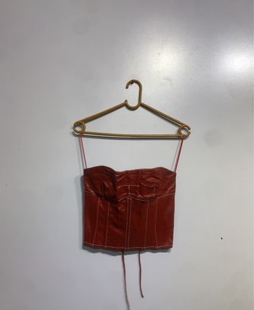 Lilicted Rotes Leder Korsett Top