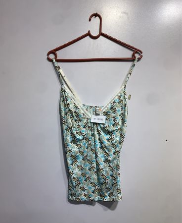 Beriotti Damen Blumenmuster Spaghetti-Top mit Spitzenbesatz