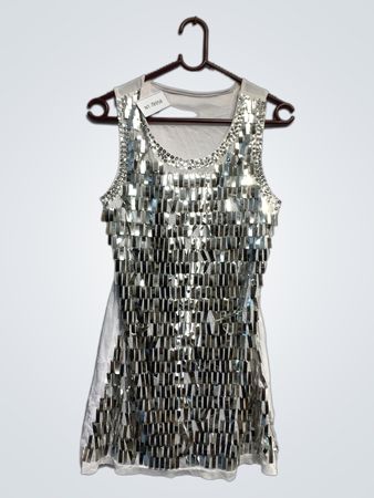 Weißes ärmelloses Pailletten-Tanktop