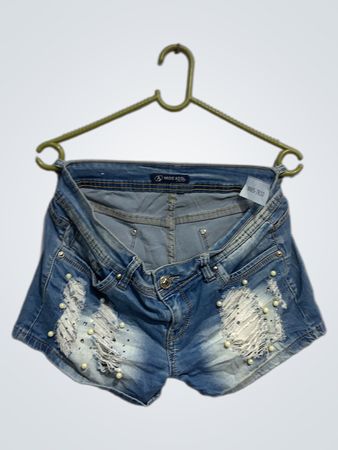 MISS ADSL Distressed Pearl Verzierter Denim-Shorts