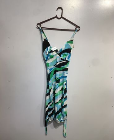 Calliope Damen Kleid mit abstraktem Druck und Spaghettiträgern