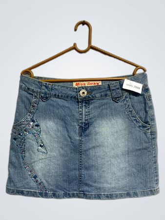 Miss Sexy Damen-Jeansrock mit Verzierungen