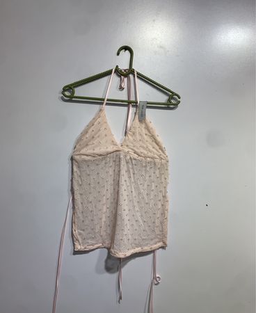 Top Halter Rosa com Apliques de Contas