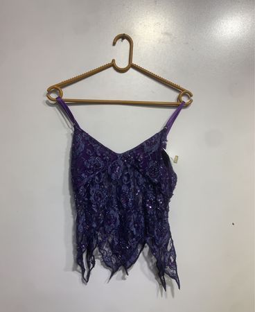 Purple Beaded Lace Camisole