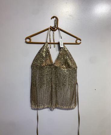 Gold Sequin Halter Top
