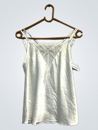 Weiße Spitze Besatz Spaghetti-Top