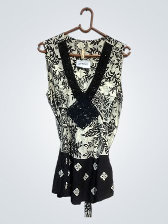 Evie Collection Ärmelloses Top mit schwarzer Spitze und floralem Muster