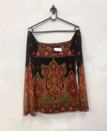 INC International Concepts Petite schwarze Paisley-Druckbluse