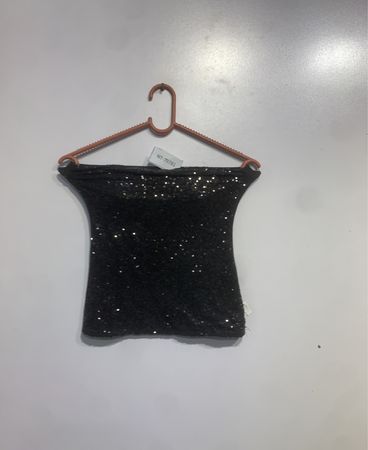 Schwarz Pailletten Tube Top