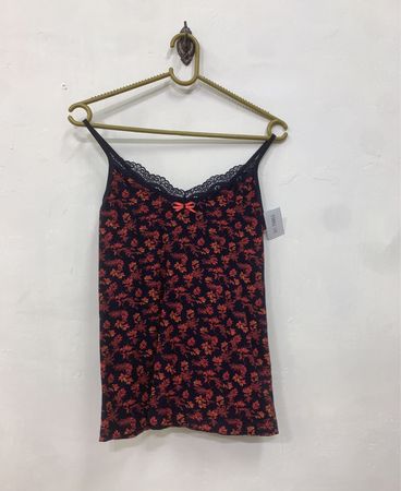 Floral Print Cami mit Spitzenbesatz