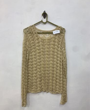 Gold Metallic Perlen gehäkelter Pullover