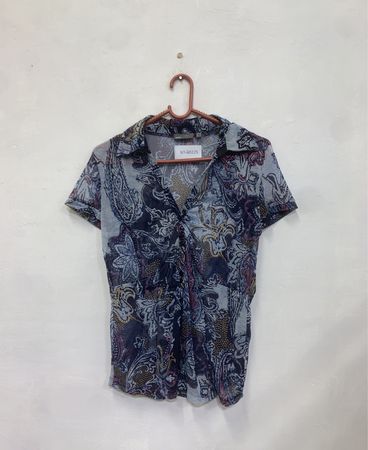 Mexx Paisley Print durchsichtige Kurzarmbluse