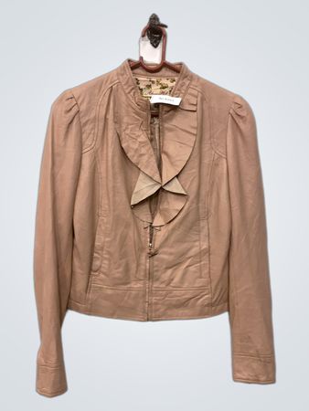Alannah Hill Pink Fauxlederjacke mit Rüschendetail
