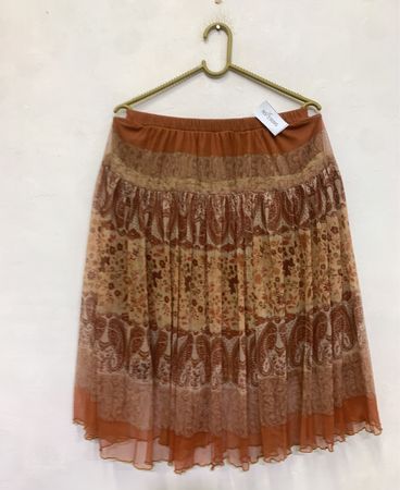 Brauner Paisley Blumenmuster Midi-Rock