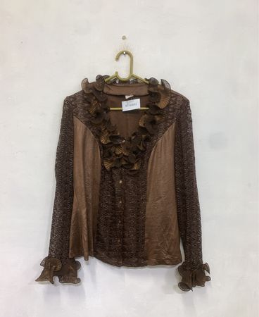 Modex Brown Ruffled Blouse