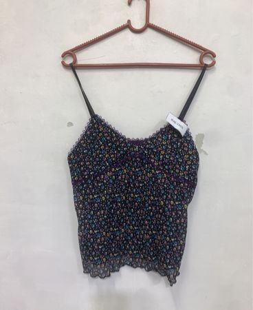 Floral Print Top mit Spitzenbesatz