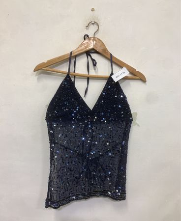 Dark Blue Sequin Halter Top