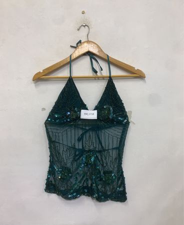 Green Beaded Halter Top RW-1718