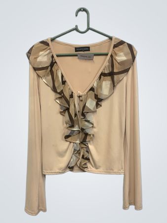 PECCATI DI MODA Damen Beige Rüschenshirt mit langen Ärmeln