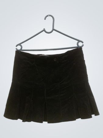 Yendi Schwarze Cord-Pleated Minirock