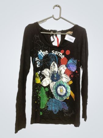 Desigual black long sleeve t-shirt with floral print