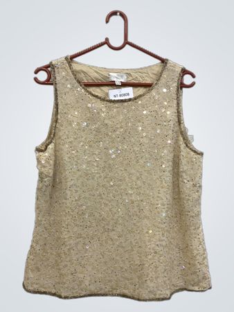 Elegance Paris Sequin Beaded Sleeveless Top