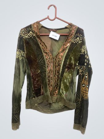 Fans d'Oux Velvet Jacket with Sequins and Lace Trim