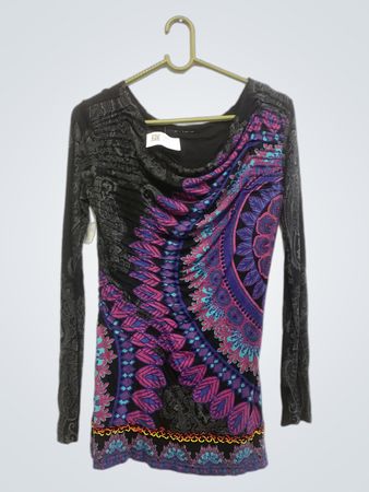 T-shirt à manches longues froncé imprimé Desigual