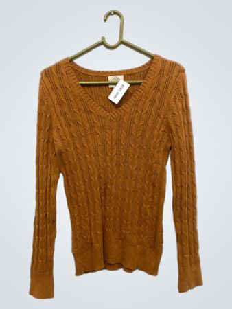 St. John's Bay Damen Kabelstrick V-Ausschnitt Pullover