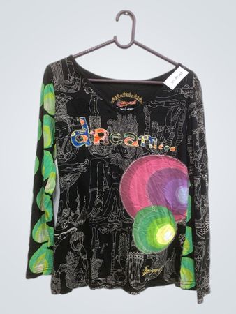 Desigual I want dream Black Graphic Print Long Sleeve Top