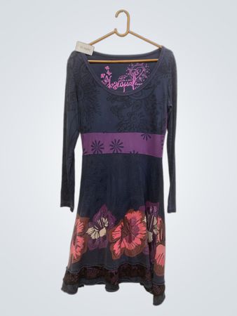 Desigual Damen langärmeliges Kleid mit Floraldruck